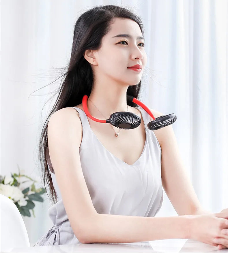 USB Fan With Aromatherapy diffuser Portable Electric Fan Mini Cooling fan Rechargeable Hanging Neck Fan With Light