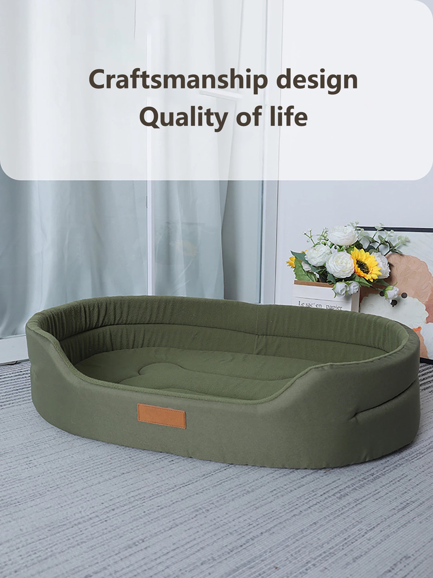 Polar Fleece Dog Bed Waterproof 600D Oxford Cloth and Winter Warm Polar Fleece Double Sided Available Suitable for All Seasons