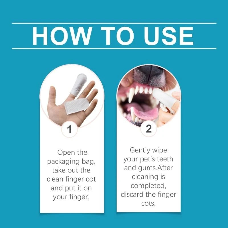 50pcs Pet Teeth Care Finger Wipes Daily Use Dog Cats Dental Care Finger Sleeves .Y5GA