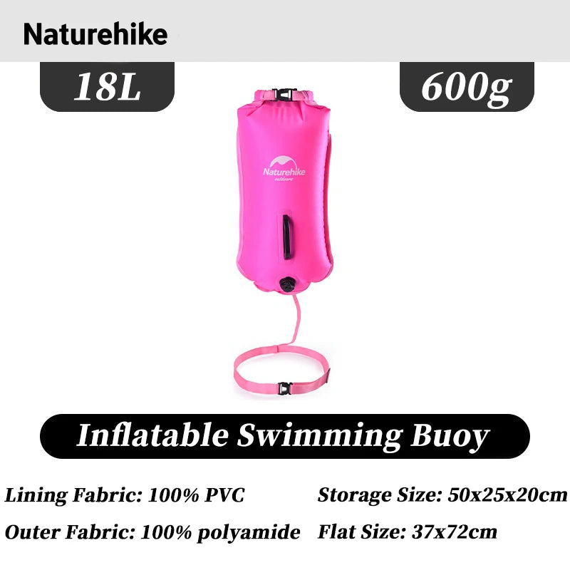 Naturehike Inflatable Open Swimming Buoy Tow Float Dry Bag Double Air Bag Swimming Bag Beach Water Sports Storage Dry Bag