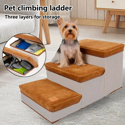 New Pet Climbing Ladder Foldable Storage Dog Ladder Anti Slip Large Capacity Thickened Bottom Plate Staircase Pets Products