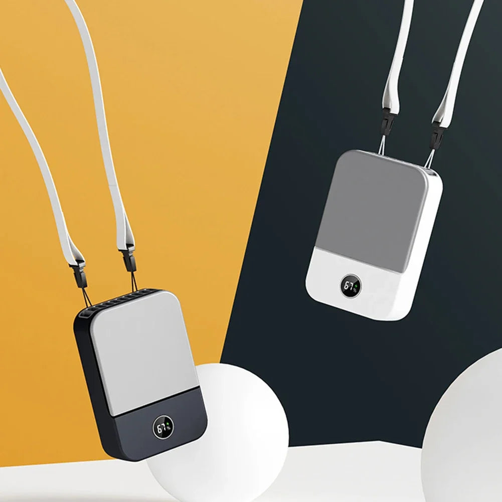 Portable USB Rechargeable 3 Speed Mute Personal Waist Clip on Summer Air Cooler Mini Digital Display Hanging Neck Fan