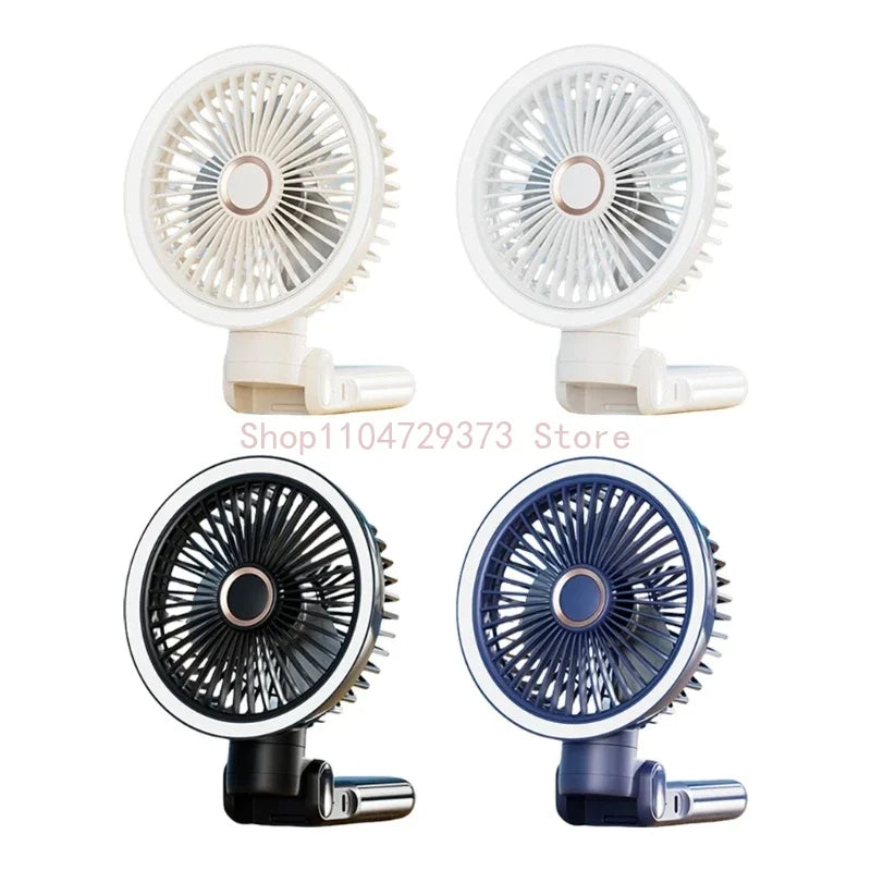 Rechargeable Clip On Fan USB Powered Foldable Cooling With LED Night Light 3 Speeds for Office Camping Adjustable Cooling Device