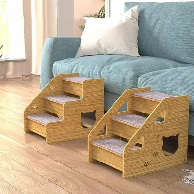 Pet Stairs For Couch 3-Level Wood Pet Stairs & Ramp For Medium/Small Dogs Old Cats Dog/Cat Ladder Wood Non-Slip For Beds And