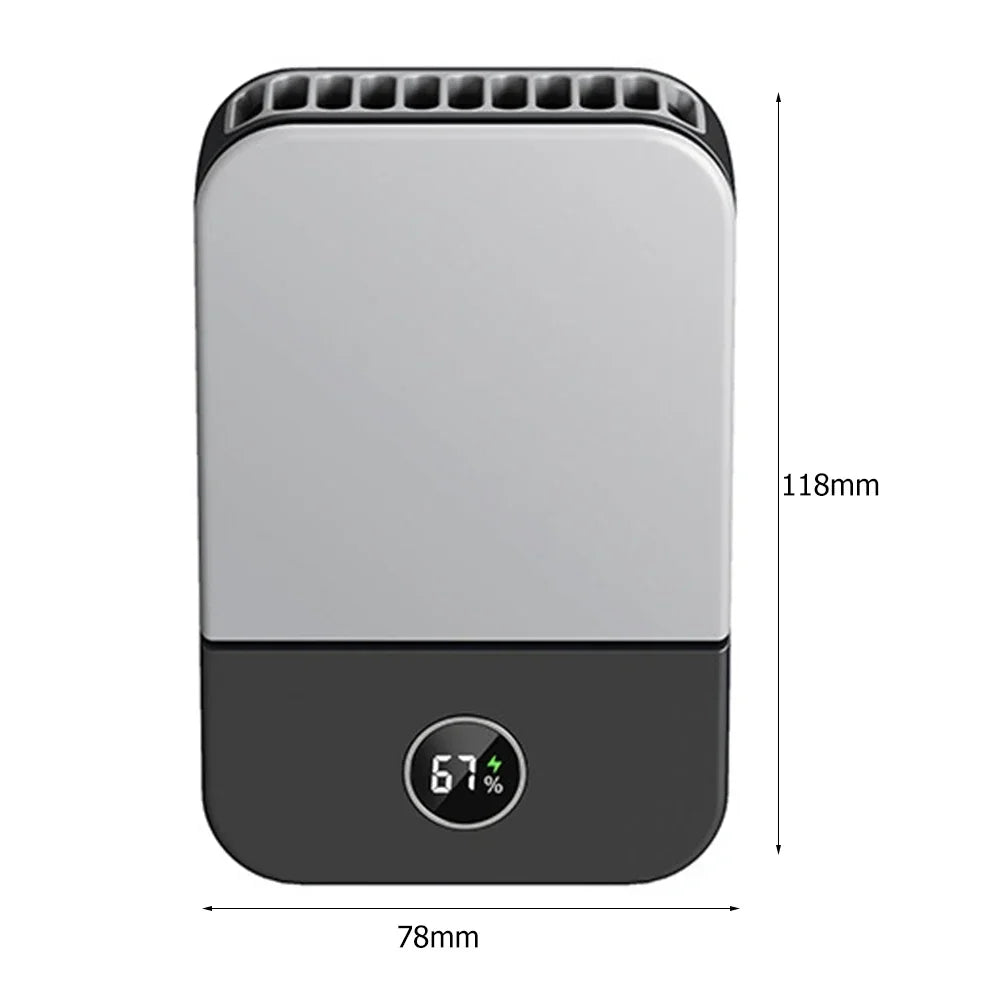 Portable USB Rechargeable 3 Speed Mute Personal Waist Clip on Summer Air Cooler Mini Digital Display Hanging Neck Fan