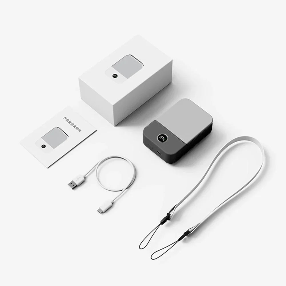 Portable USB Rechargeable 3 Speed Mute Personal Waist Clip on Summer Air Cooler Mini Digital Display Hanging Neck Fan