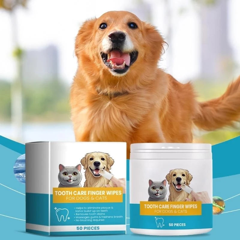 50pcs Pet Teeth Care Finger Wipes Daily Use Dog Cats Dental Care Finger Sleeves .Y5GA