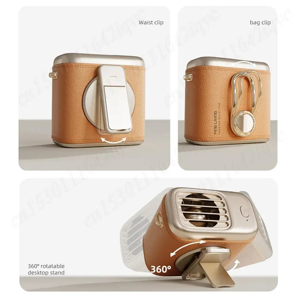 Waist/Neck Desktop Fan Portable Air Cooling Fan 4000mAh Clip-on Air Conditioner Fans Auto Ventilator Quiet Neckband Fan Cooler