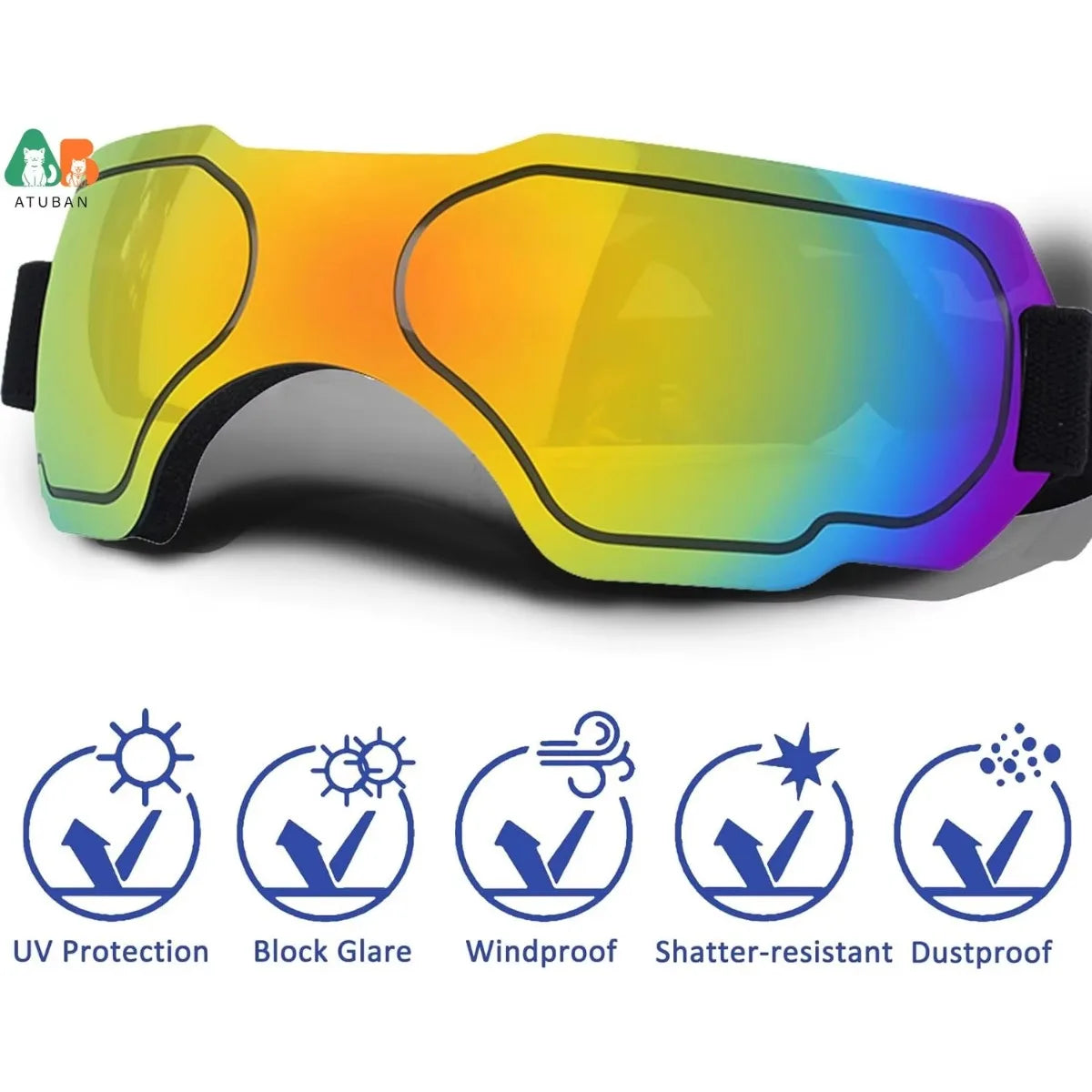 Small Dog Sunglasses,Dog Goggles with Adjustable Strap UV Protection Winproof Dog Puppy Sunglasses,Suitable for Dog Pet Glasses