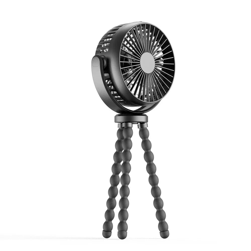 Portable USB Rechargeable Fan with Tripod Clip, Mini Stroller Fan for Baby,Summer Air Cooler,Handheld Hanging Desk,for Camping