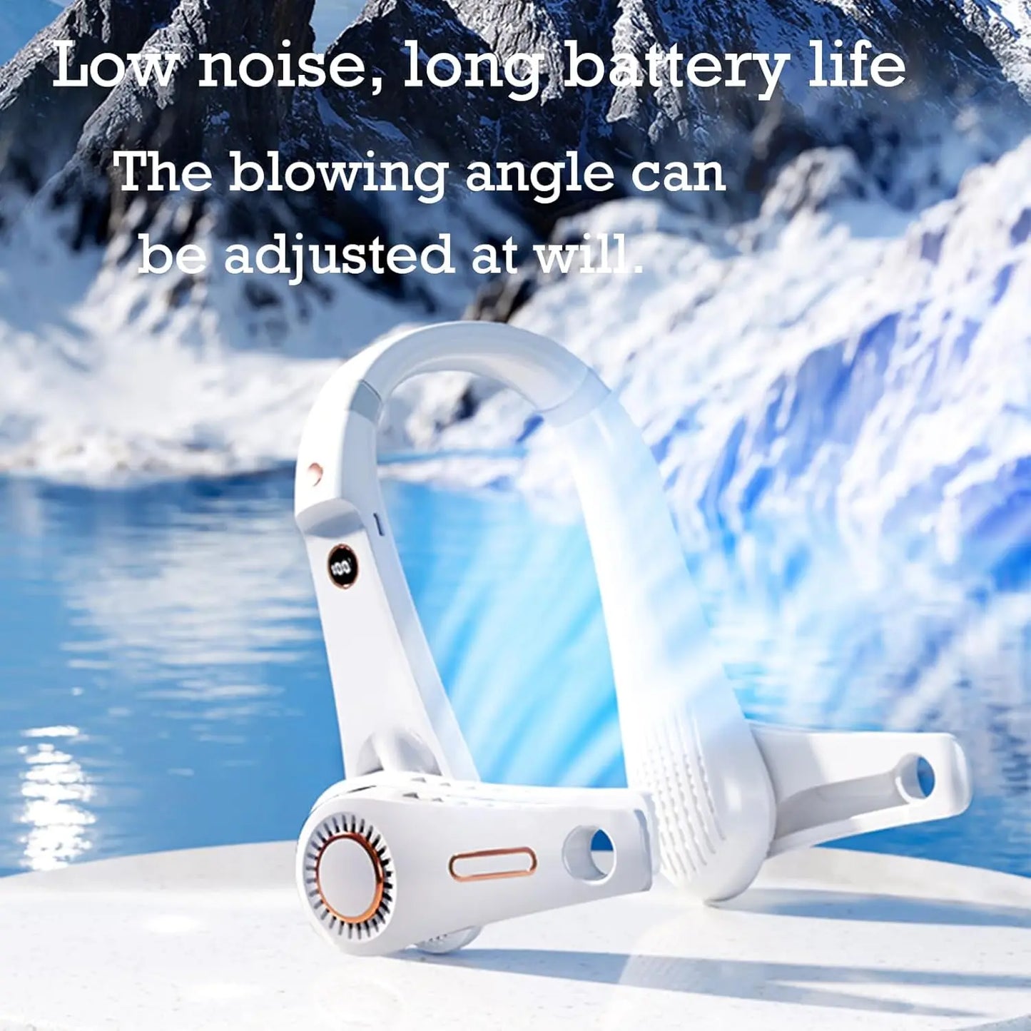 【2023 New】New Portable All Angles Neck Fan, Hands Free Bladeless Fan, Wearable with Headphone Design,Rotatable hanging neck
