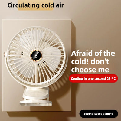 1800mAh Clip Electric Fan 5 Speed Quiet Rechargeable Desktop Portable Air Circulator Wireless Fan with LED Light Camping Fans