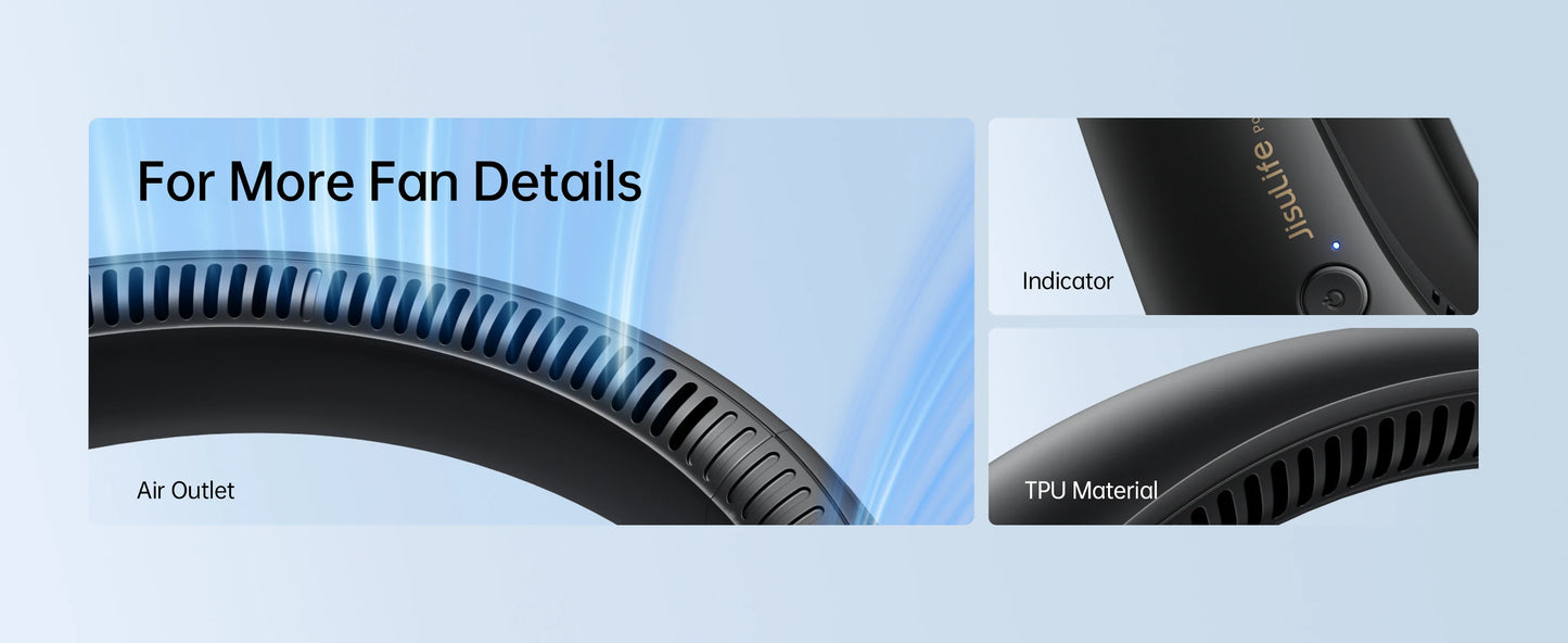 JISULIFE Portable Neck Fan,Hands-Free Bladeless, 5 Speeds,4000 mAh Rechargeable Battery,Twistable Operated Wearable Neckband Fan