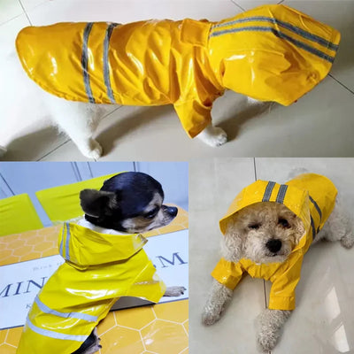 Dog Raincoat Pet Waterproof Clothes Reflective Puppy Raincoats Chihuahua Rainjacket Bulldog Cape Poncho Costume Dogs Rainwear