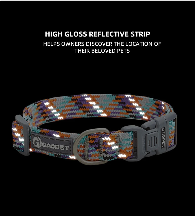 Adjustable Puppy Dogs Collar Medium Large For Dog Choker Ring Durable Reflective Nylon Pet Cat Collar Breathable Bulldog Harness