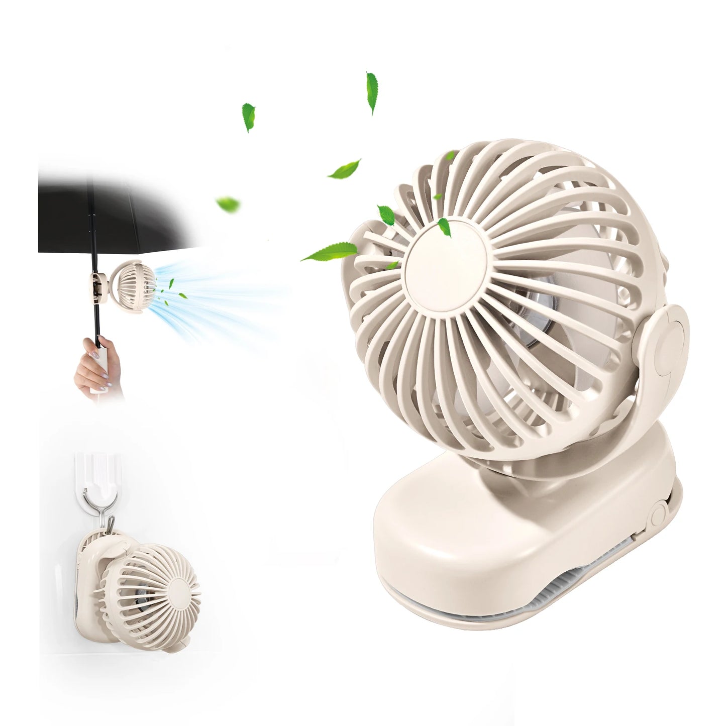 Eary Portable Clip On Fan With 2000 mAh Battery 3 Speed Wind 360° Rotate Lightweight Quiet Fan Air Cooling Fan For Outdoor Home
