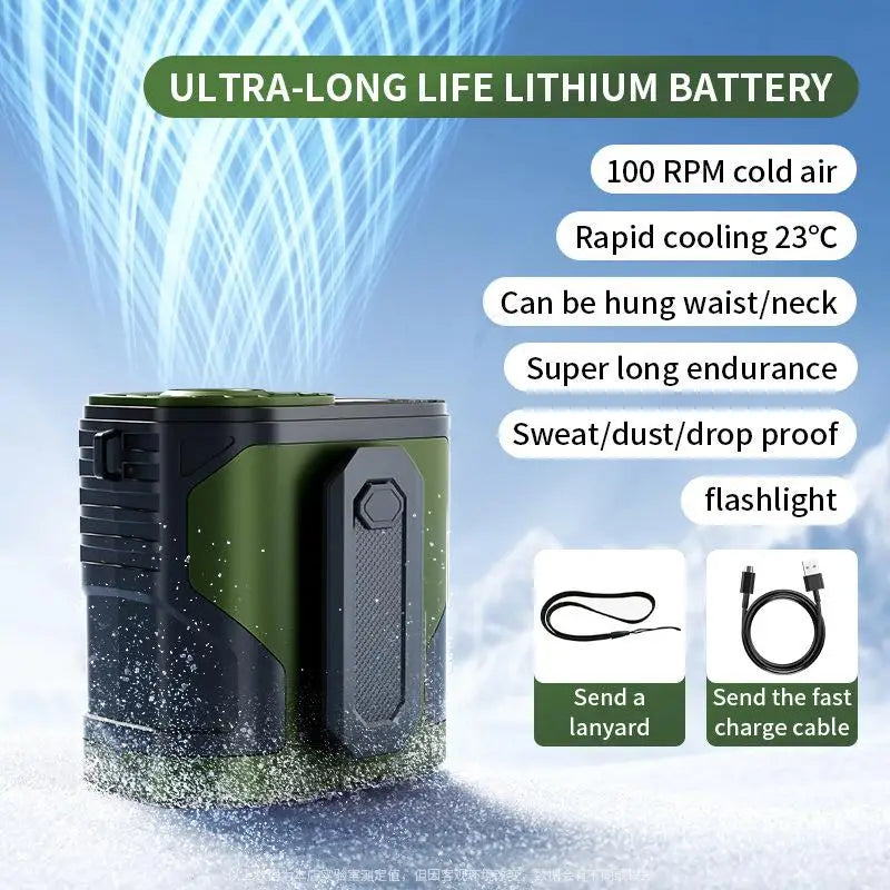 Waist-hanging Fan 100-level Adjustable Portable Waist-clip Outdoor Construction Site Cool Down USB Charging Mini Neck Fan