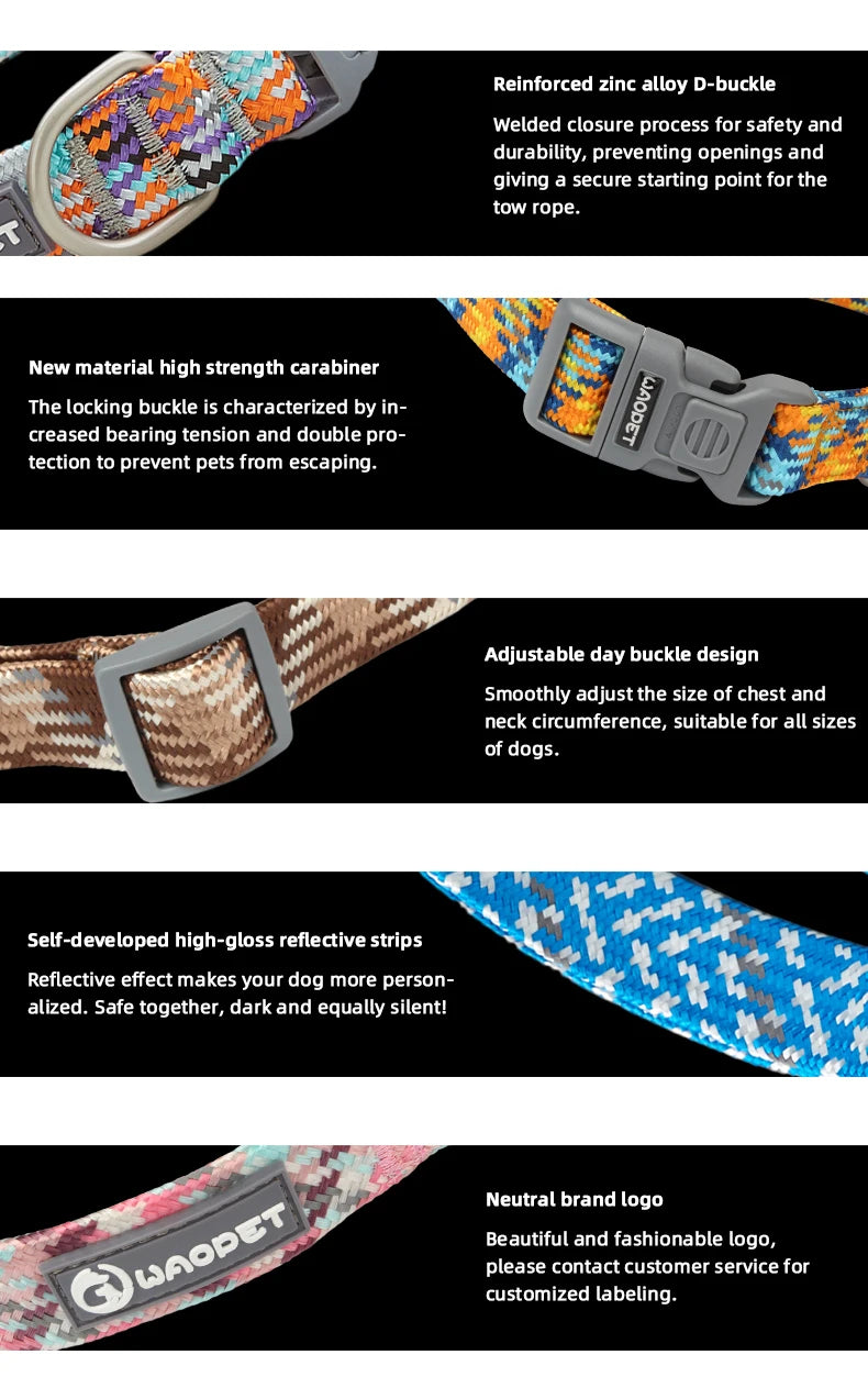 Adjustable Puppy Dogs Collar Medium Large For Dog Choker Ring Durable Reflective Nylon Pet Cat Collar Breathable Bulldog Harness