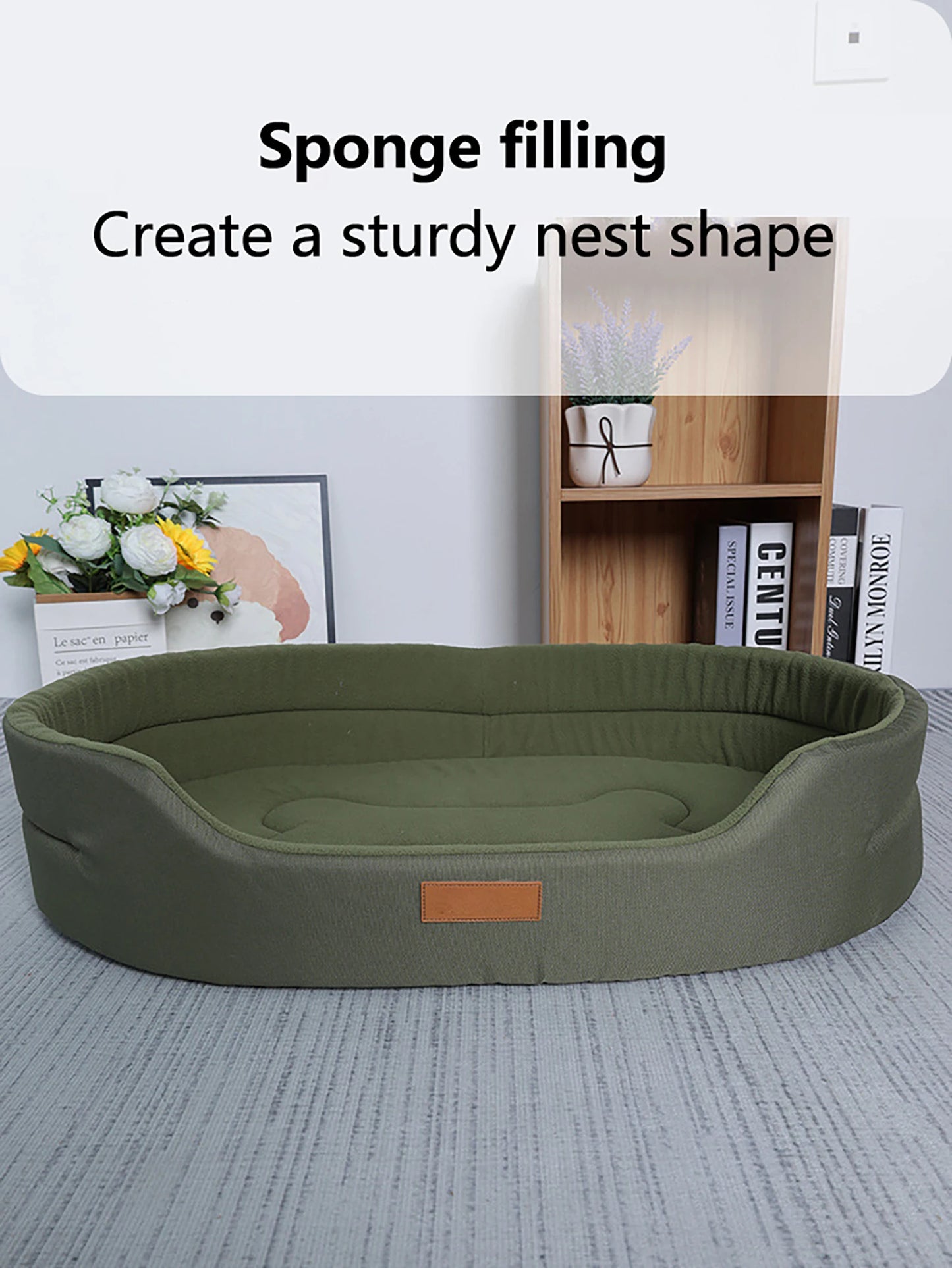 Polar Fleece Dog Bed Waterproof 600D Oxford Cloth and Winter Warm Polar Fleece Double Sided Available Suitable for All Seasons