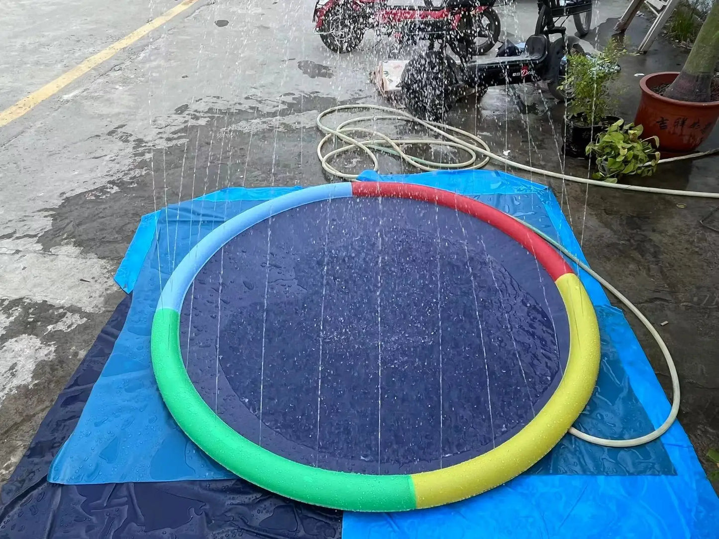 100-200cm Pet Sprinkler Pad Play Cooling Mat Swimming Pool Inflatable Water Spray Pad Mat Tub Summer Cool Dog Bathtub for Dogs