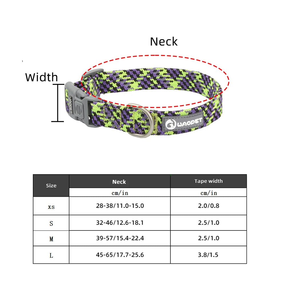 Adjustable Puppy Dogs Collar Medium Large For Dog Choker Ring Durable Reflective Nylon Pet Cat Collar Breathable Bulldog Harness