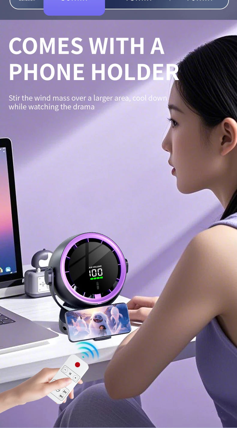 Electric Fan Clip Small Fan USB Charging Fan Turbine High Speed Office Wall Mounted Fan Desktop Desktop 8 Inch Small Fan