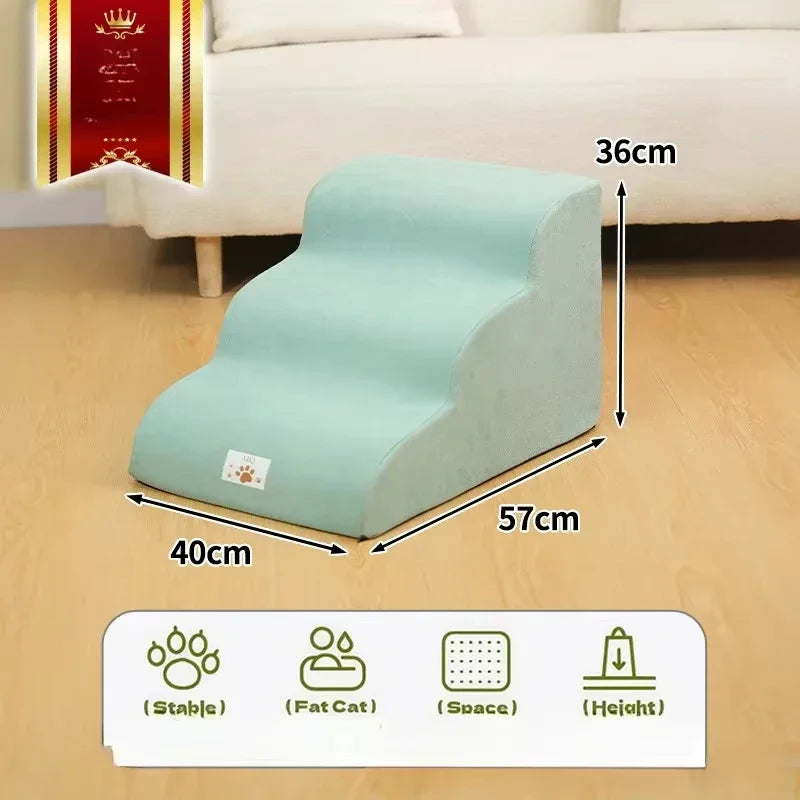 Pet 3 Step Stair Dog/Cat Ramp Ladder High Elasticity Sponge Dogs Sofa Removable and Washable Training Pet Non-Slip Ramp Stairs