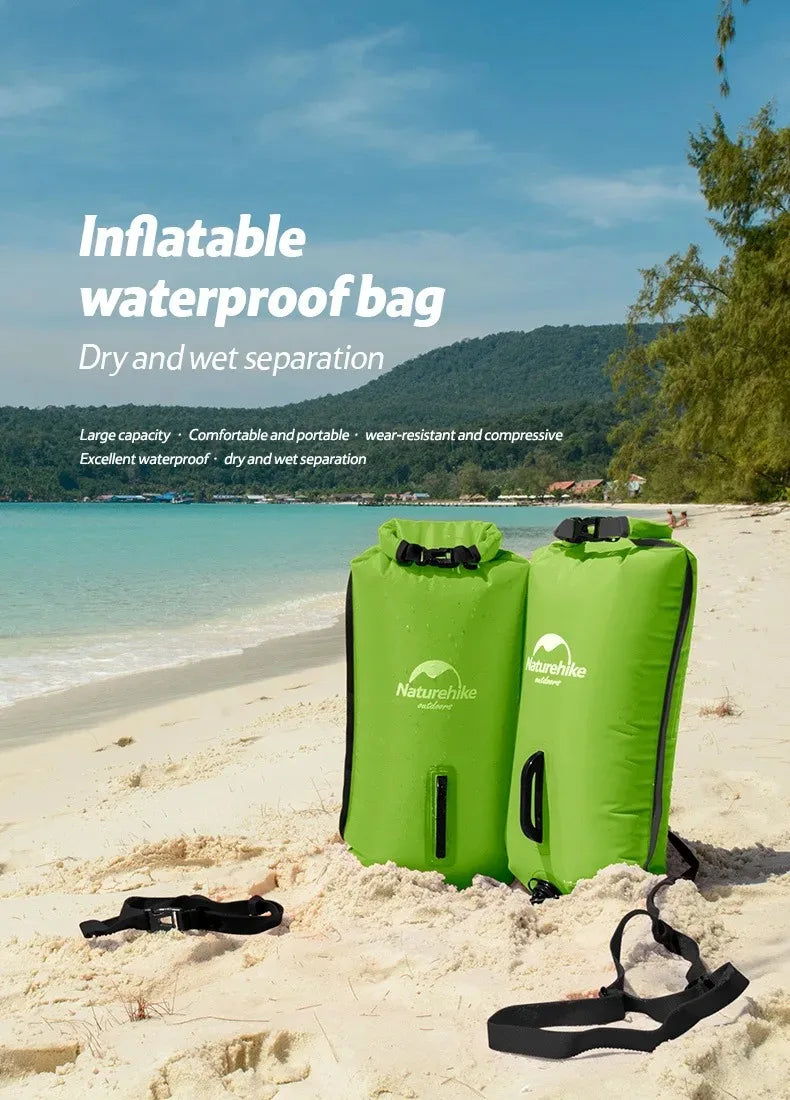Naturehike Inflatable Open Swimming Buoy Tow Float Dry Bag Double Air Bag Swimming Bag Beach Water Sports Storage Dry Bag