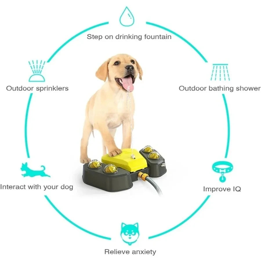 Dog Water Sprinkler Toy, Outdoor Splash Pad Puppy Drinking Dispenser, Interactive Dog Toys