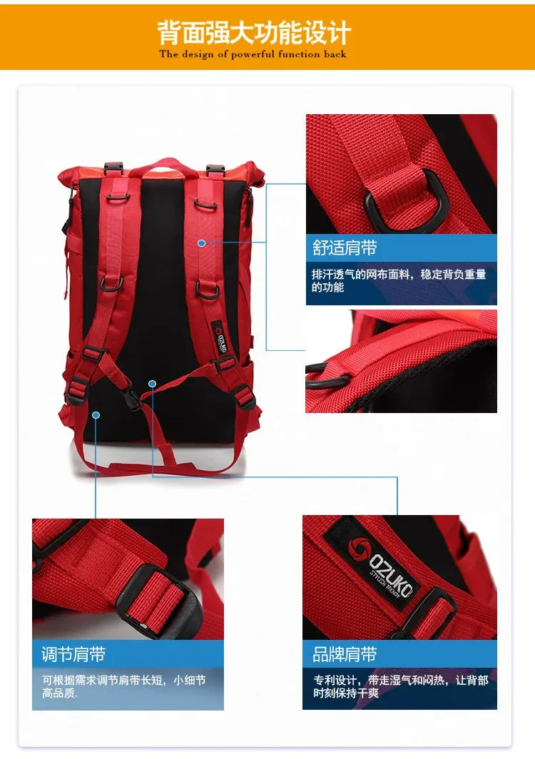 OZUKO Schoolbag for Teenager 15.6 inch Laptop Water Backpack 49*28*14 Men Student Backpacks Male Travel Mochila Fashion