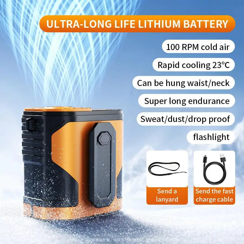 Waist-hanging Fan 100-level Adjustable Portable Waist-clip Outdoor Construction Site Cool Down USB Charging Mini Neck Fan