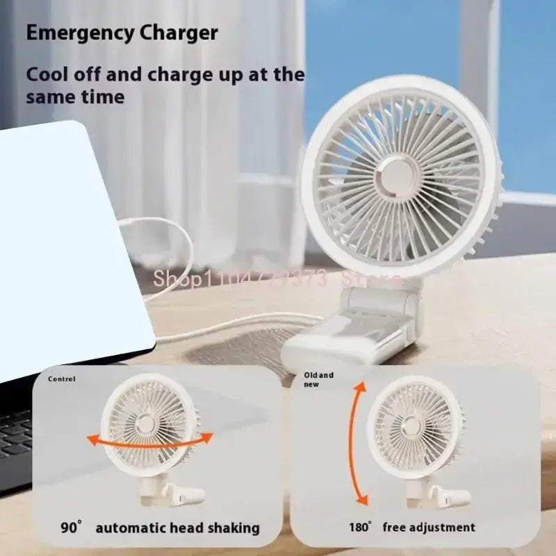 Rechargeable Clip On Fan USB Powered Foldable Cooling With LED Night Light 3 Speeds for Office Camping Adjustable Cooling Device