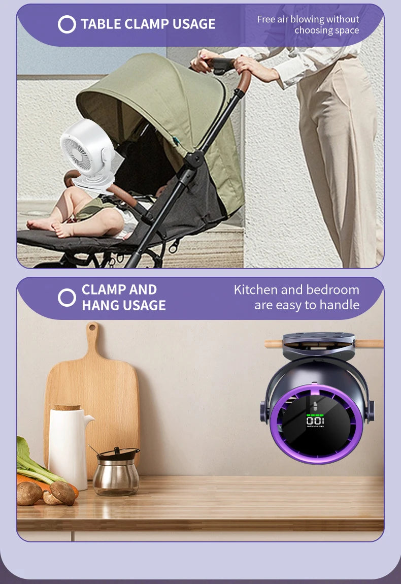 Electric Fan Clip Small Fan USB Charging Fan Turbine High Speed Office Wall Mounted Fan Desktop Desktop 8 Inch Small Fan