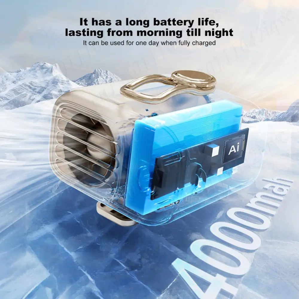 Waist/Neck Desktop Fan Portable Air Cooling Fan 4000mAh Clip-on Air Conditioner Fans Auto Ventilator Quiet Neckband Fan Cooler