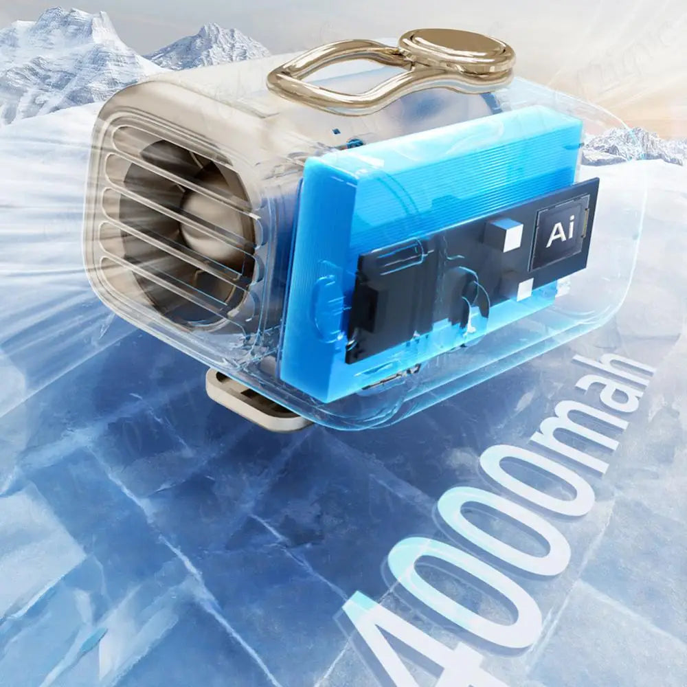 Waist/Neck Desktop Fan Portable Air Cooling Fan 4000mAh Clip-on Air Conditioner Fans Auto Ventilator Quiet Neckband Fan Cooler