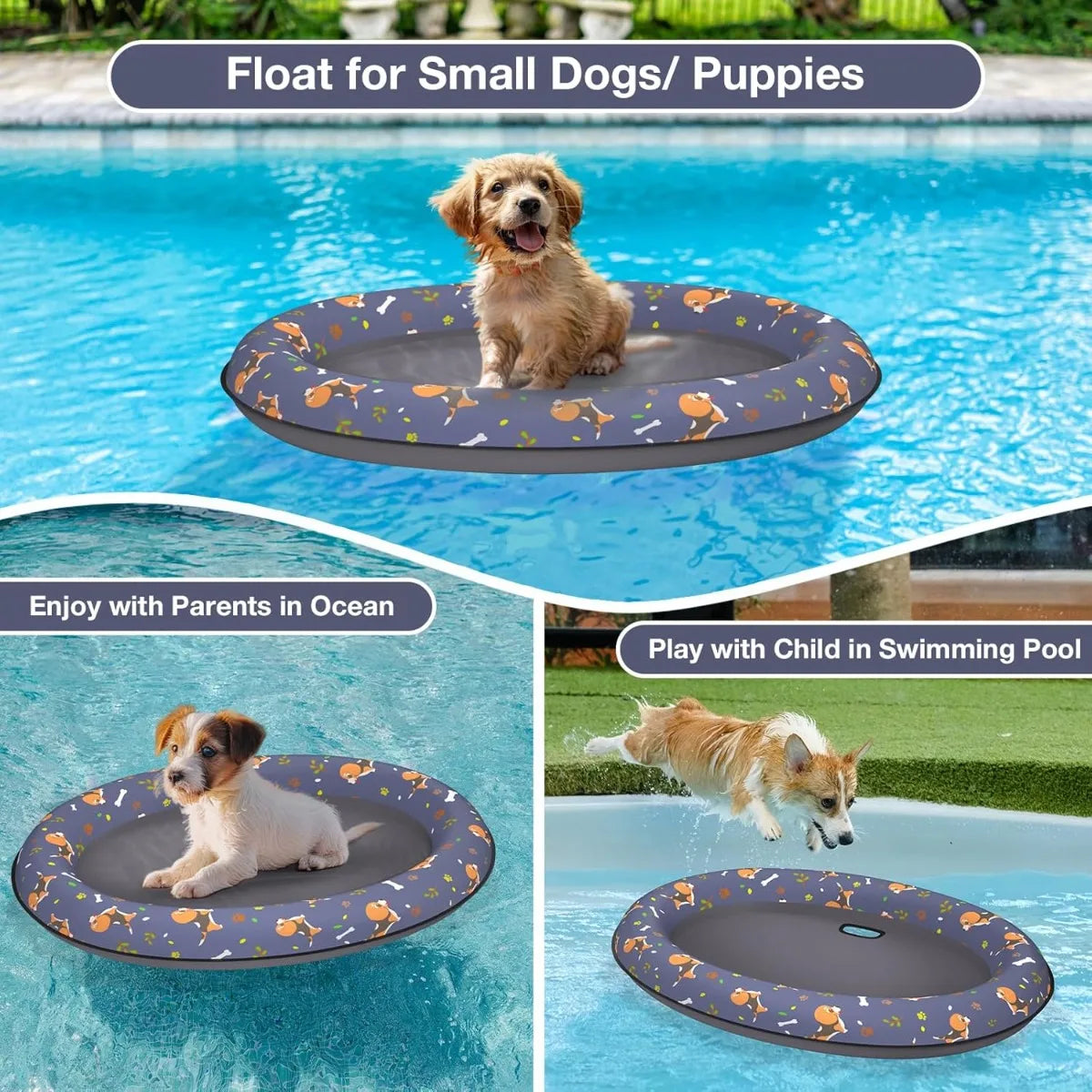 Dog Floating Raft Multi-role Portable Inflatable Pvc Pool Pet Raft for Small Medium Dogs Enjoy Cooling Summer Outdoor Water Toys