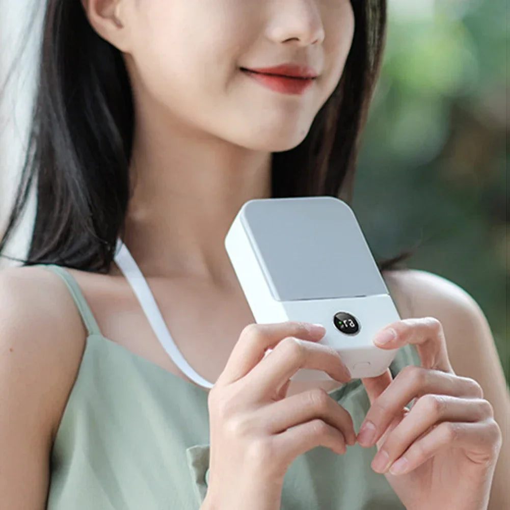 Portable USB Rechargeable 3 Speed Mute Personal Waist Clip on Summer Air Cooler Mini Digital Display Hanging Neck Fan