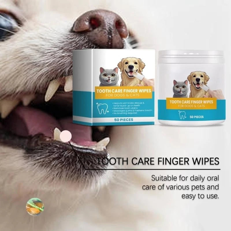 50pcs Pet Teeth Care Finger Wipes Daily Use Dog Cats Dental Care Finger Sleeves .Y5GA