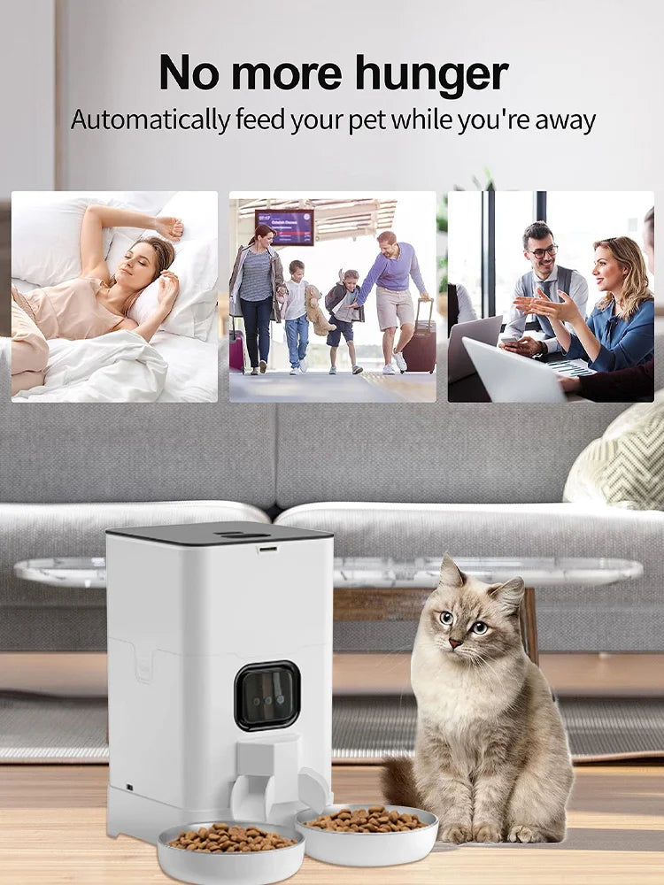 WiFi Smart Pet Feeder - 6L Capacity with Stainless Steel Bowls