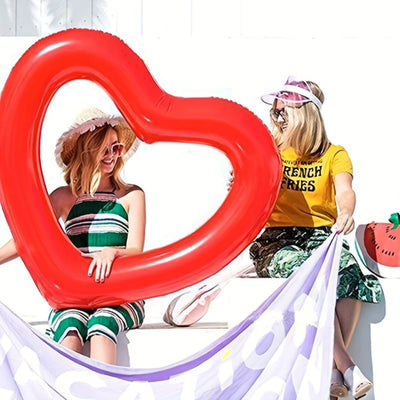 Adult Thickened PVC Water Inflatable Heart-shaped Swimming Ring, Summer Creative Pool Float