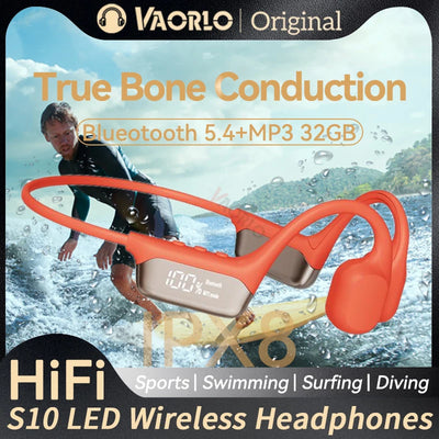 #IPX8 Waterproof Bone Conduction Wireless Headphone Bluetooth 5.4+32GB RAM MP3 Player HIFI Music Sport Swimming Headset with Mic