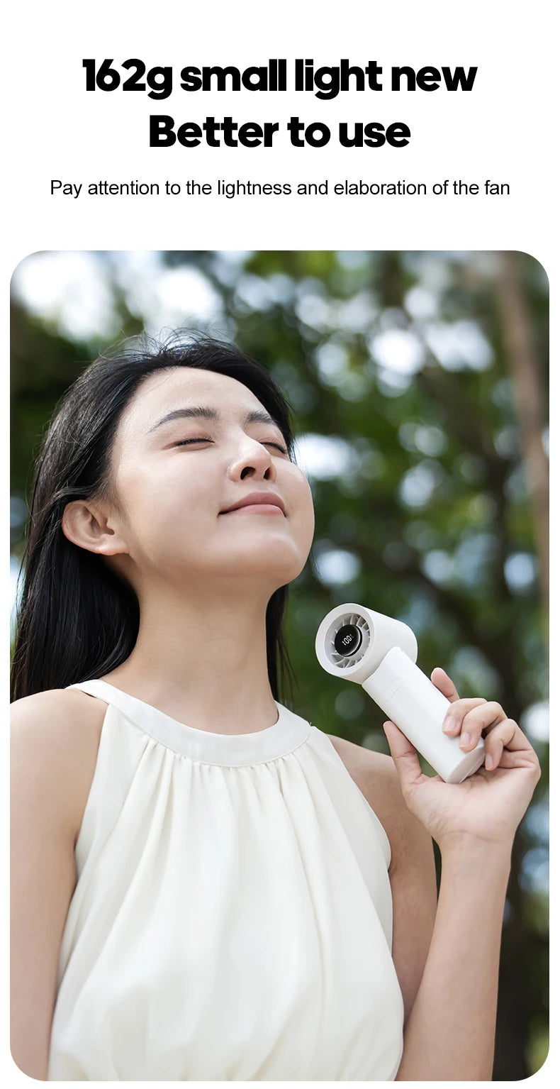 New Portable Foldable Handheld Fan 100 Speed with LED Digital Display 2000mAh Multi-angle Adjustable Turbo Fan for Home Outdoor