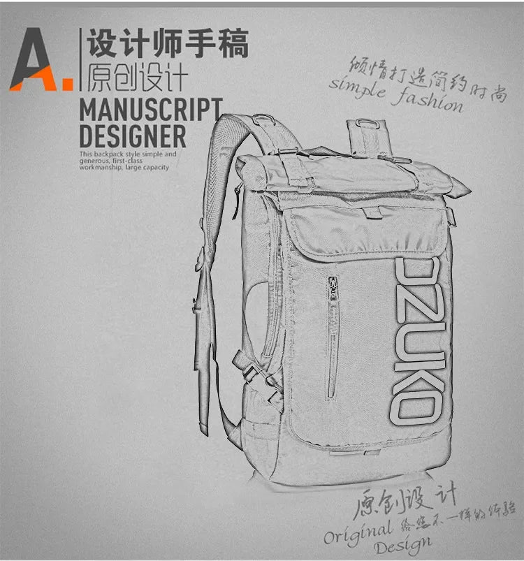 OZUKO Schoolbag for Teenager 15.6 inch Laptop Water Backpack 49*28*14 Men Student Backpacks Male Travel Mochila Fashion