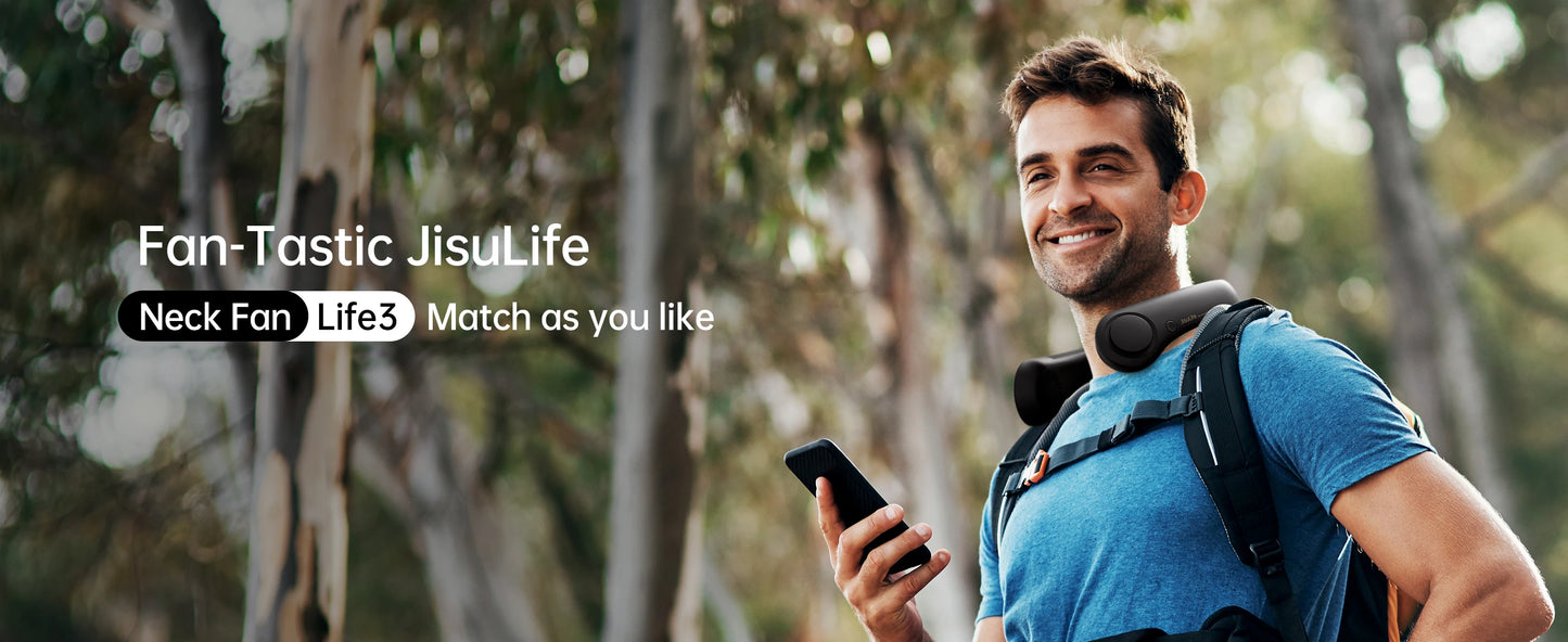 JISULIFE Portable Neck Fan,Hands-Free Bladeless, 5 Speeds,4000 mAh Rechargeable Battery,Twistable Operated Wearable Neckband Fan