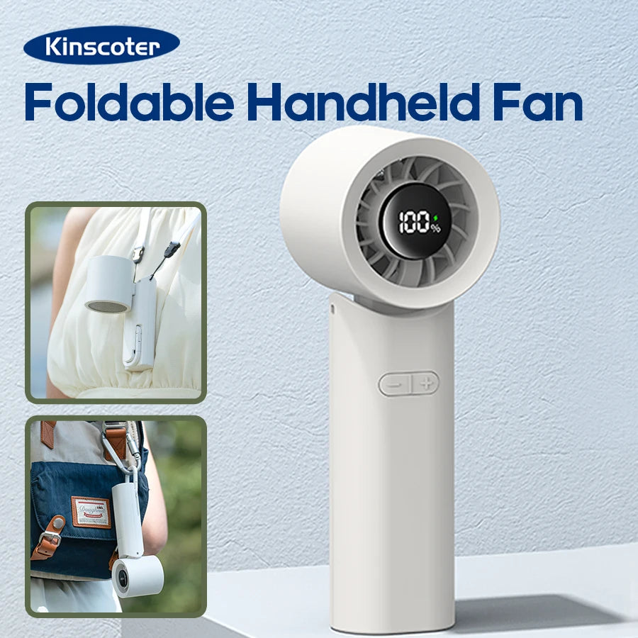 New Portable Foldable Handheld Fan 100 Speed with LED Digital Display 2000mAh Multi-angle Adjustable Turbo Fan for Home Outdoor