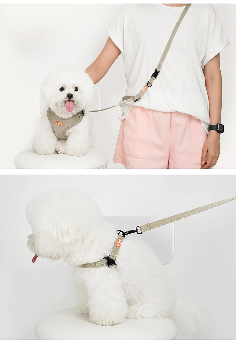 ONECUTE Handsfree Pet Dog Puppy Harness with Adjustable Traction Rope Cat Breathable and Not Tight