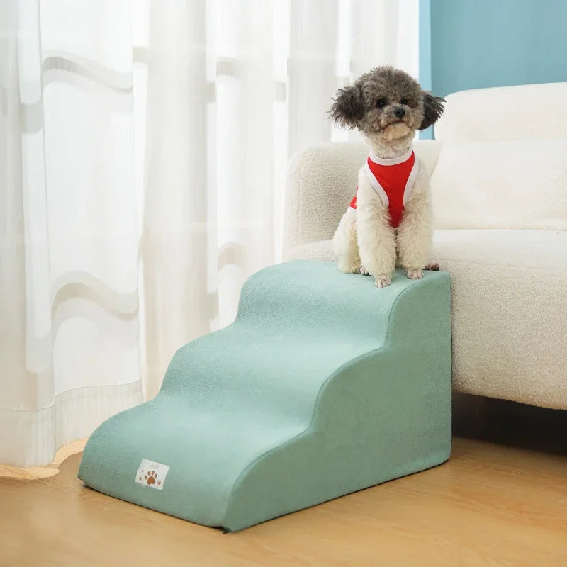 Pet 3 Step Stair Dog/Cat Ramp Ladder High Elasticity Sponge Dogs Sofa Removable and Washable Training Pet Non-Slip Ramp Stairs