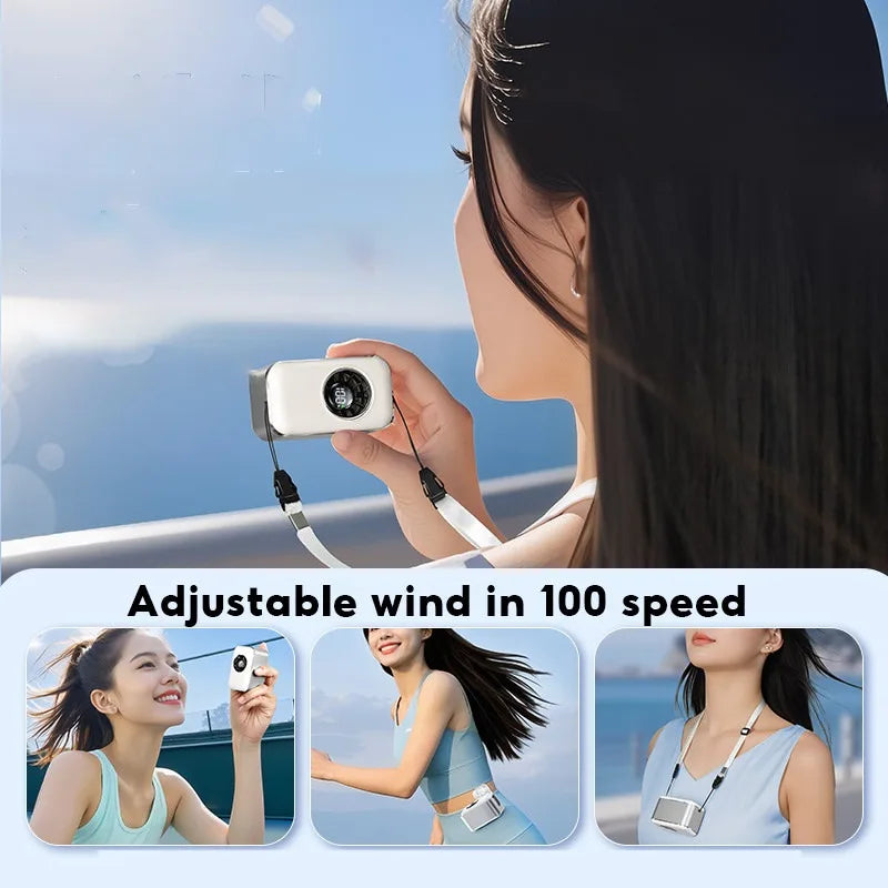 Eary Portable Handheld Mini Clip-On Fan for Umbrella 100 Speed 2000mAh Recharge Quiet Small Fan With Lanyard Fits 0-30mm Handle