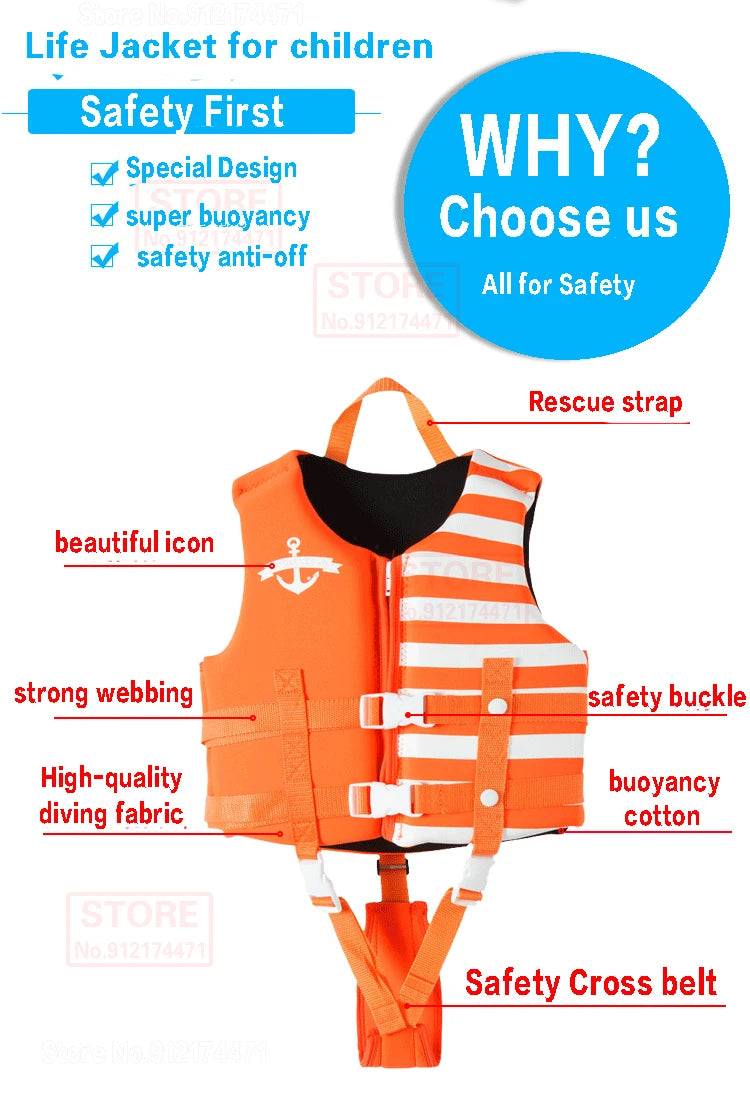 Life Jacket for Child Super Buoyancy Neoprene Life Vest Surf Raft Kayak Fishing Jet Ski Water Sport Swimming Rescue Life Jackets