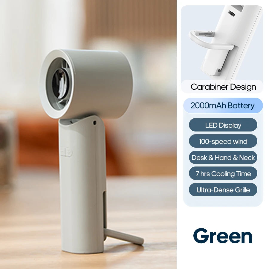 New Portable Foldable Handheld Fan 100 Speed with LED Digital Display 2000mAh Multi-angle Adjustable Turbo Fan for Home Outdoor